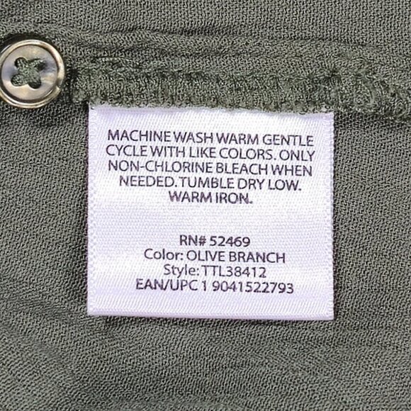 Olive Green Lace Trim Embroidered Blouse Time and Tru L Boho Festival - Picture 7 of 13